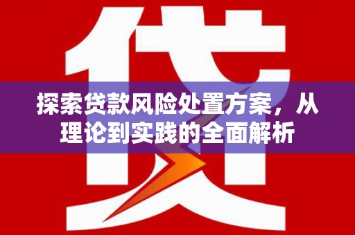 黄埔探索贷款风险处置方案，从理论到实践的全面解析