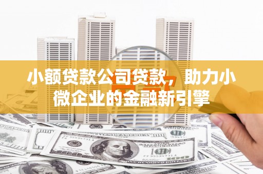 黄埔小额贷款公司贷款，助力小微企业的金融新引擎