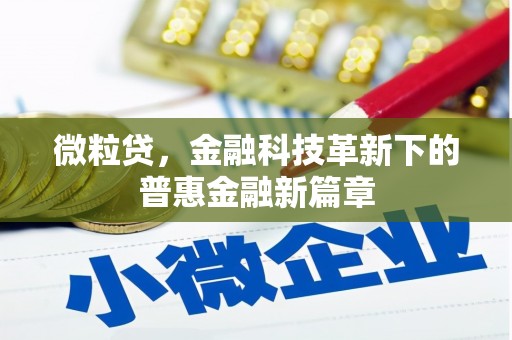 黄埔微粒贷，金融科技革新下的普惠金融新篇章